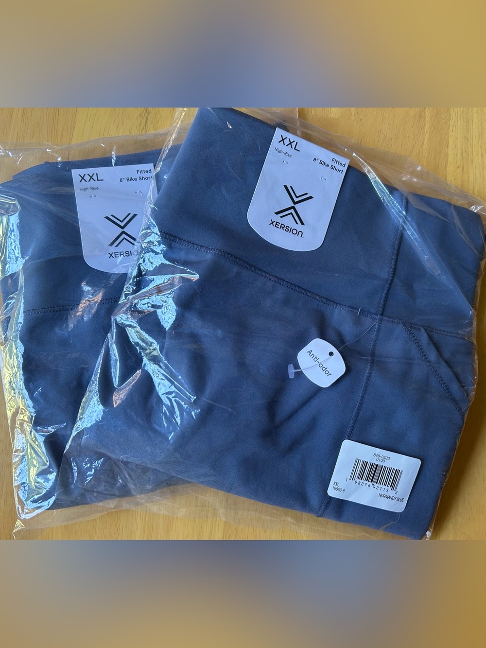 Xersion XXL high rise fitted 8 inch bike shorts Normandy blue
